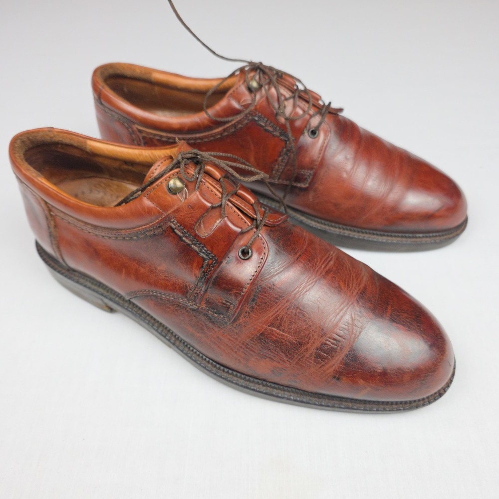Johnston & Murphy Passport Plain Toe Derby Mens 9.5 Brown Leather Italy 20-4536